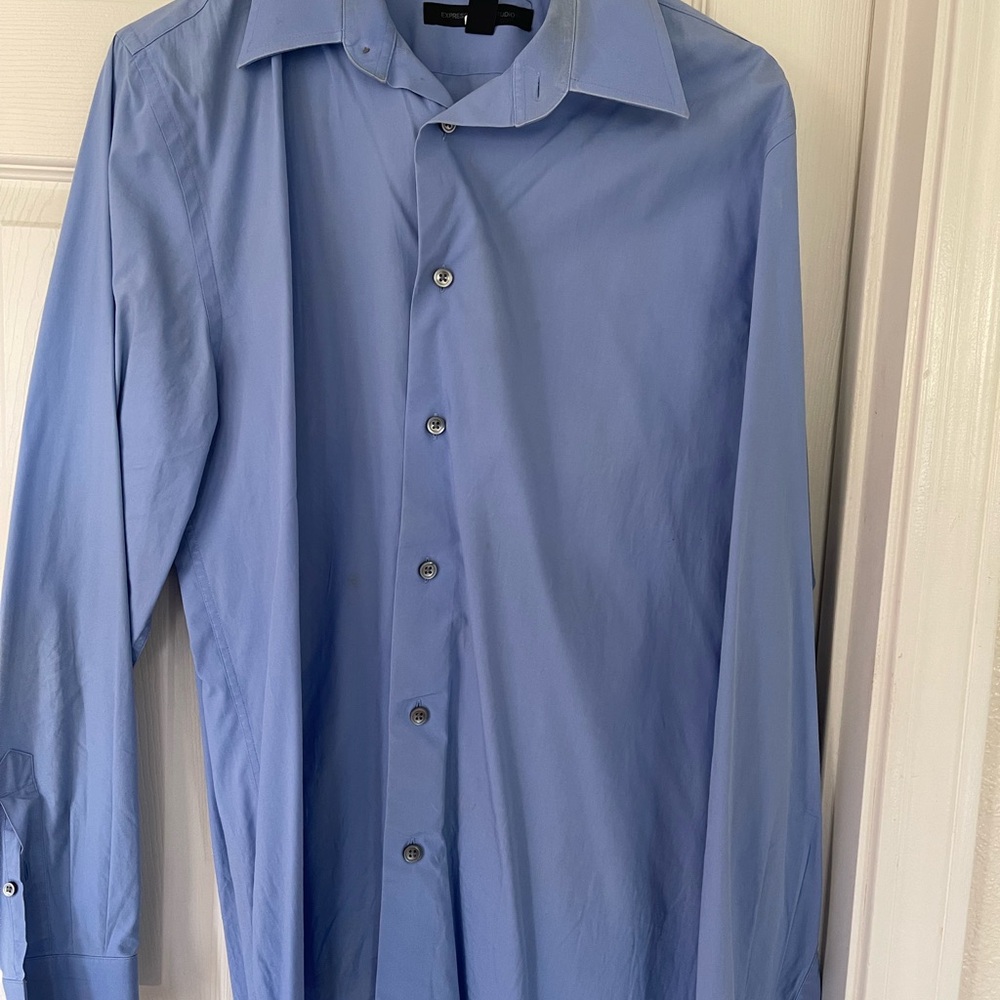 Express Blue Dress Shirt Classic Cotton